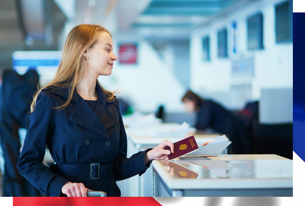 Traveller showing her passport with official translation for her Australian Visa